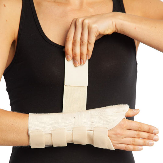 Férula de mano derecha y pulgar con soportes de aluminio talla M